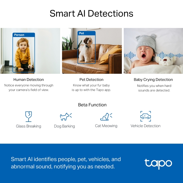 Tapo C220 Pan Tilt Smart AI 2K 4MP QHD Home Security Wi-Fi Camera | 360° Coverage | Alexa & Google Assistant | Night Vision | Two-Way Audio | Motion Detection | TP-Link CCTV