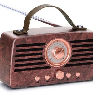 Artis BT45 Retro Portable Wireless Bluetooth Speaker with Analog Control FM/USB/TF Card Reader/AUX in & Hands Free Calling Mic