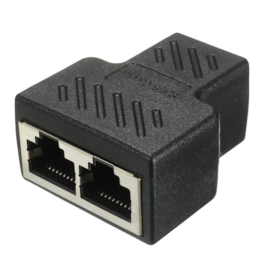 RJ45 Splitter 1 to 2 Female 8P8C LAN Splitter Ethernet Network Multi Connector Adapter for Laptop, Router, PC | Cat5 Cat5e Cat6 Compatible