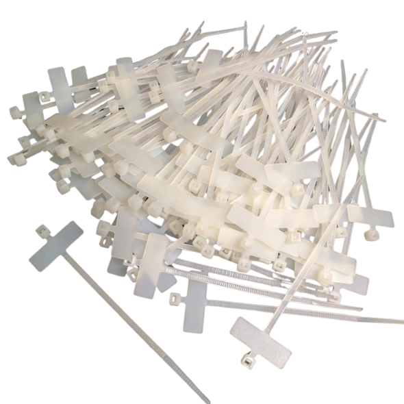 Tag Nylon Cable Ties 7 Inch - Self-Locking Wire Ties with Marker Label Area - White Plastic Zip Ties for Cable Management (Pack of 100)