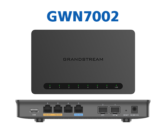 Grandstream GWN7002 Multi-WAN Gigabit VPN Router with Dual-WAN Support & Embedded Controller | 4 Gigabit Ethernet + 2 SFP Ports | PoE Input/Output | Enterprise-Grade Firewall & Security