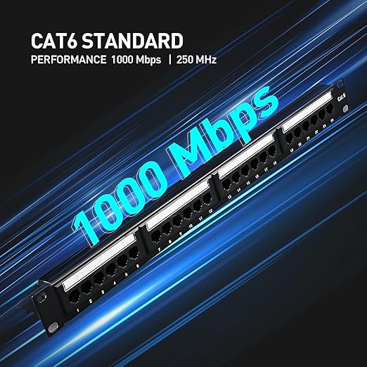 24 Port Keystone Jack Panel Blank Patch Panel 1U 19-Inch Rack Mount with Cable Management | Network RJ45 Ethernet Jack Panel for Cat6 Cat5e Structured Cabling System