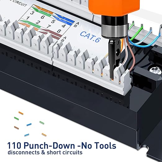 24 Port Keystone Jack Panel Blank Patch Panel 1U 19-Inch Rack Mount with Cable Management | Network RJ45 Ethernet Jack Panel for Cat6 Cat5e Structured Cabling System